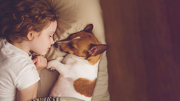 Girl and Dog sleeping
